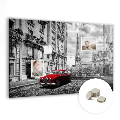 Magnetic wall board with vintage city car print