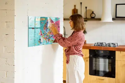 Magnetic Glass Dry Erase Board Featuring a Map of Europe