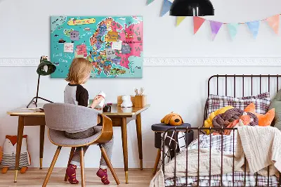 Magnetic Glass Dry Erase Board Featuring a Map of Europe