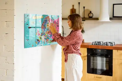 Magnetic Glass Dry Erase Board Featuring a Map of Europe