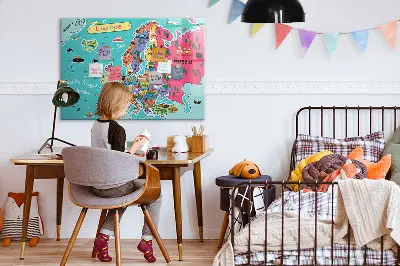 Magnetic Glass Dry Erase Board Featuring a Map of Europe