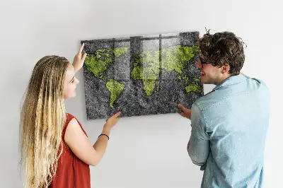 Magnetic wall board World map