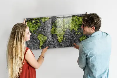 Magnetic wall board World map