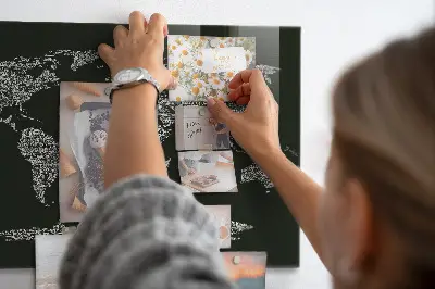 Magnetic wall board featuring names of the continents