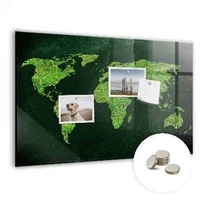 Grassy World Map Magnetic Board