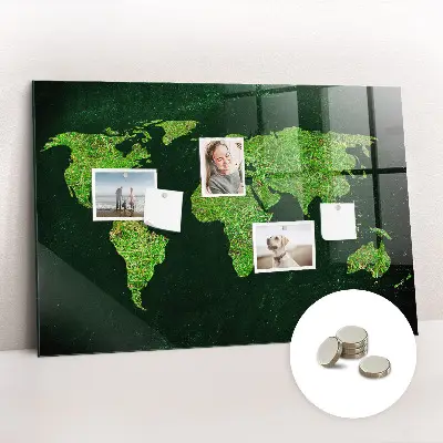 Grassy World Map Magnetic Board