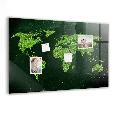 Grassy World Map Magnetic Board