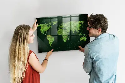 Grassy World Map Magnetic Board