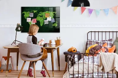 Grassy World Map Magnetic Board