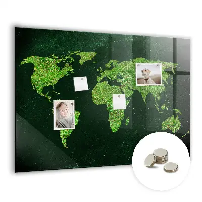 Grassy World Map Magnetic Board