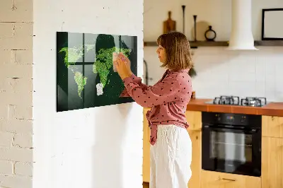 Grassy World Map Magnetic Board