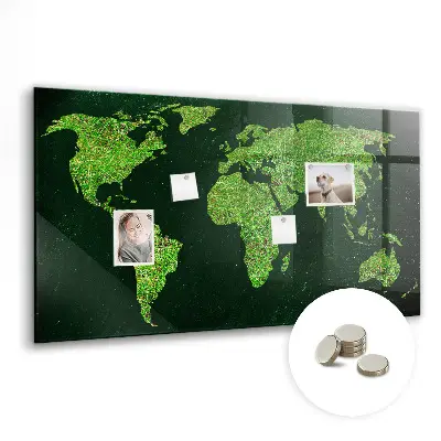 Grassy World Map Magnetic Board