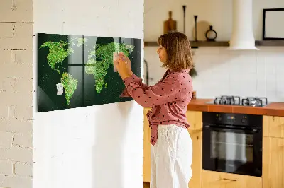 Grassy World Map Magnetic Board