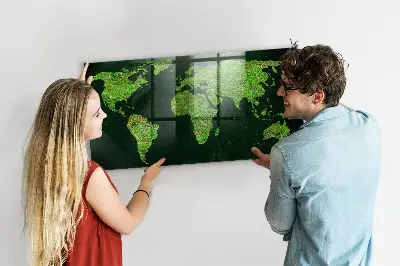 Grassy World Map Magnetic Board