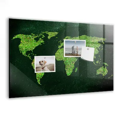 Grassy World Map Magnetic Board