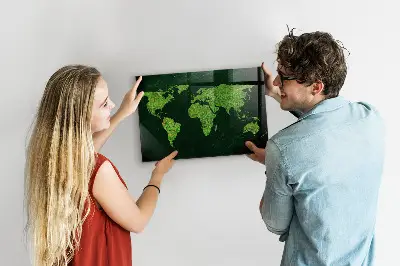 Grassy World Map Magnetic Board