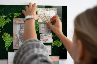 Grassy World Map Magnetic Board