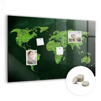 Grassy World Map Magnetic Board