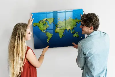 Magnetic wall board World map