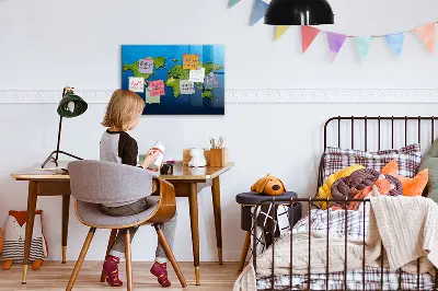 Magnetic World Map Wall Board