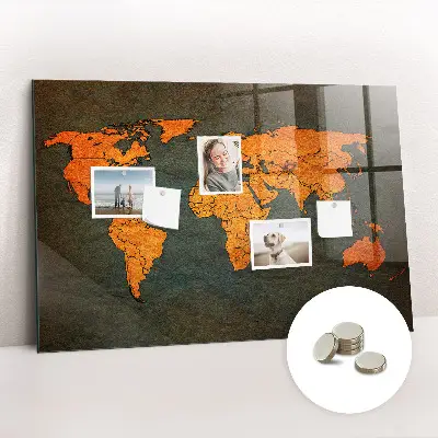 Magnetic Glass Dry Erase World Map Board