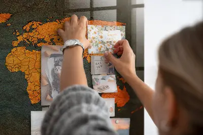 Magnetic Glass Dry Erase World Map Board