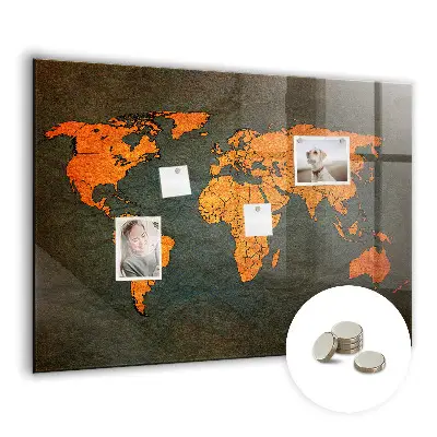 Magnetic Glass Dry Erase World Map Board