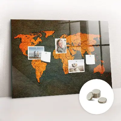 Magnetic Glass Dry Erase World Map Board
