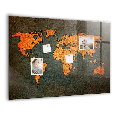 Magnetic Glass Dry Erase World Map Board