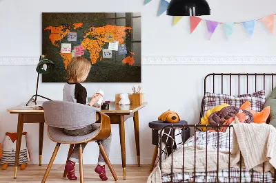 Magnetic Glass Dry Erase World Map Board