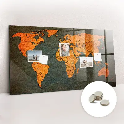 Magnetic Glass Dry Erase World Map Board