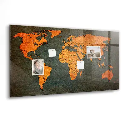 Magnetic Glass Dry Erase World Map Board