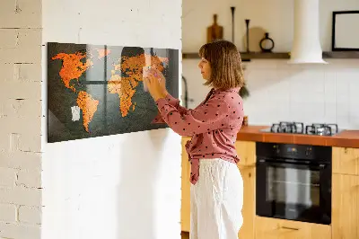 Magnetic Glass Dry Erase World Map Board