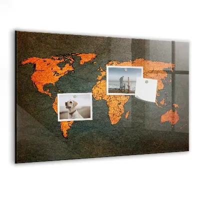 Magnetic Glass Dry Erase World Map Board