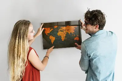 Magnetic Glass Dry Erase World Map Board