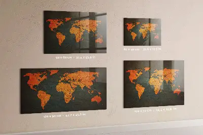 Magnetic Glass Dry Erase World Map Board
