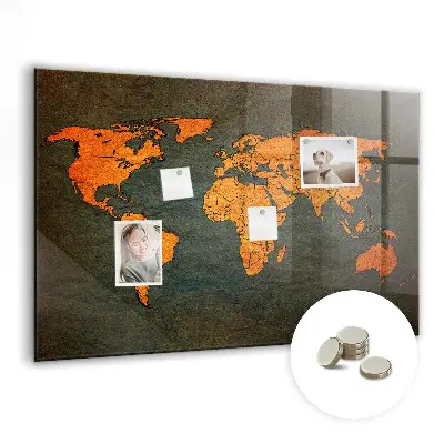 Magnetic Glass Dry Erase World Map Board