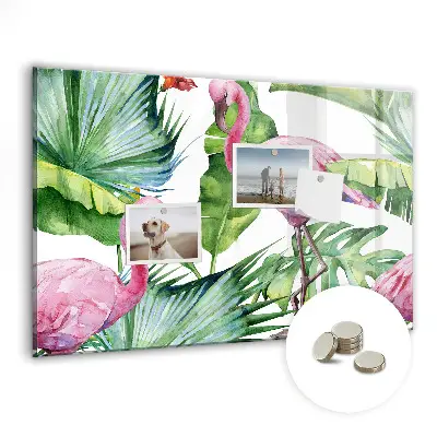 Magnetic Glass Dry Erase Board with Flamingo Nature Design