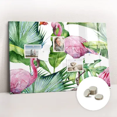 Magnetic Glass Dry Erase Board with Flamingo Nature Design