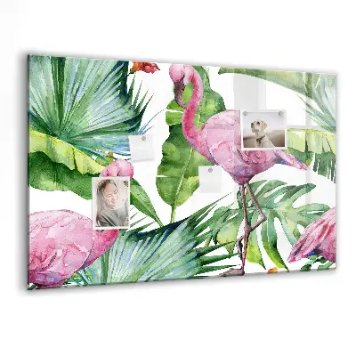 Magnetic Glass Dry Erase Board with Flamingo Nature Design