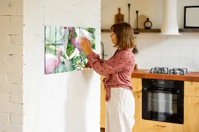 Magnetic Glass Dry Erase Board with Flamingo Nature Design