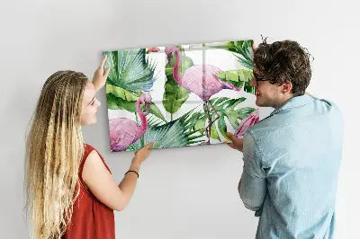Magnetic Glass Dry Erase Board with Flamingo Nature Design