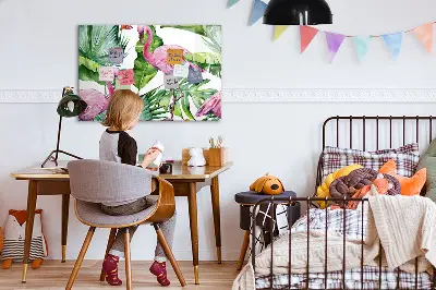 Magnetic Glass Dry Erase Board with Flamingo Nature Design