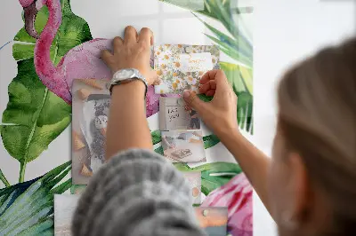 Magnetic Glass Dry Erase Board with Flamingo Nature Design