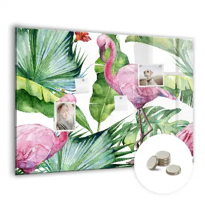 Magnetic Glass Dry Erase Board with Flamingo Nature Design