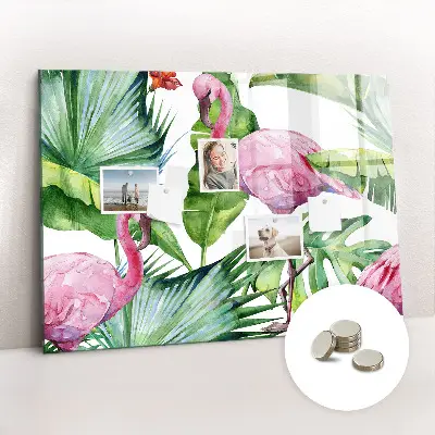 Magnetic Glass Dry Erase Board with Flamingo Nature Design