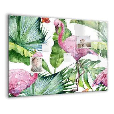 Magnetic Glass Dry Erase Board with Flamingo Nature Design