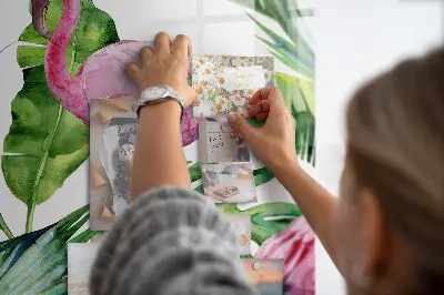Magnetic Glass Dry Erase Board with Flamingo Nature Design