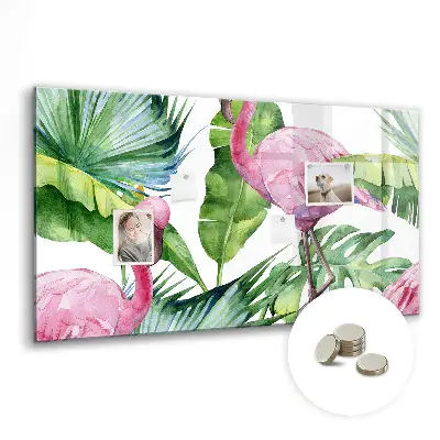 Magnetic Glass Dry Erase Board with Flamingo Nature Design