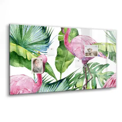 Magnetic Glass Dry Erase Board with Flamingo Nature Design